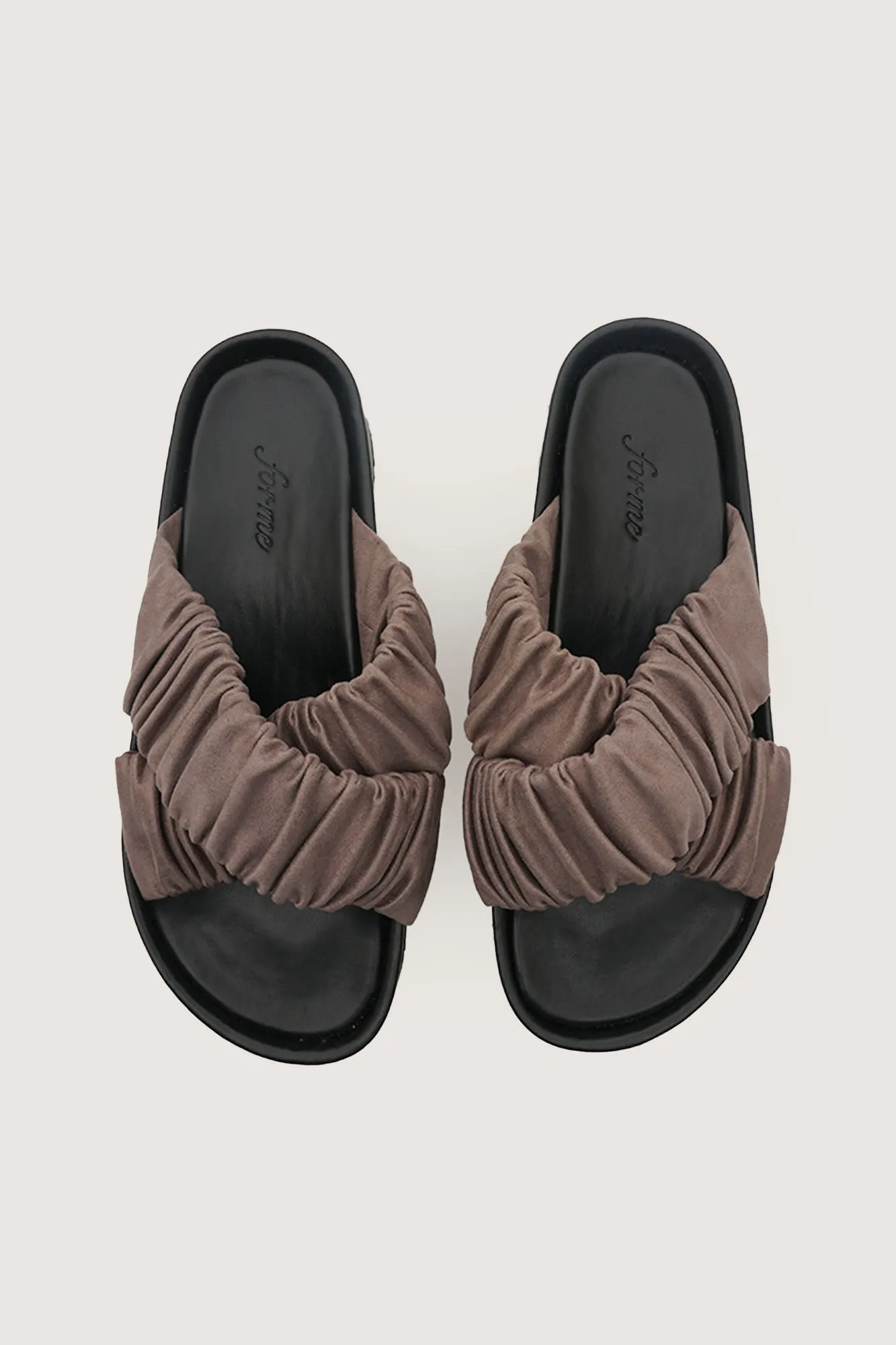 Criss Cross Ruched Sliders