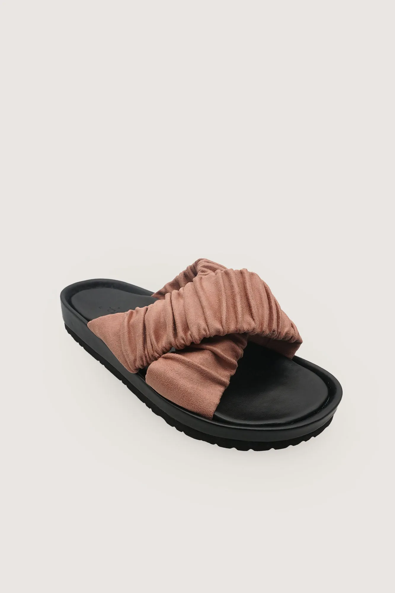 Criss Cross Ruched Sliders