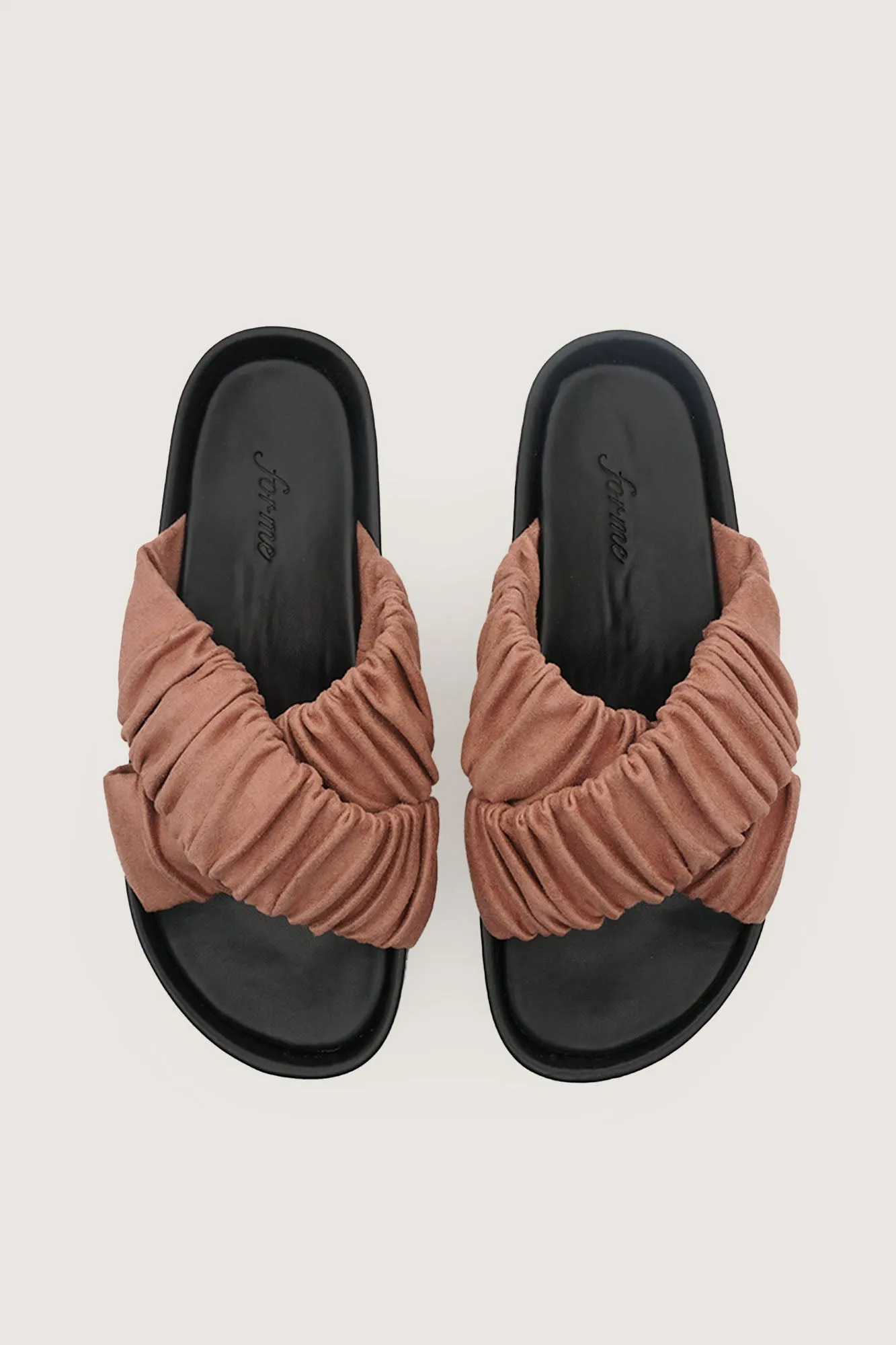 Criss Cross Ruched Sliders