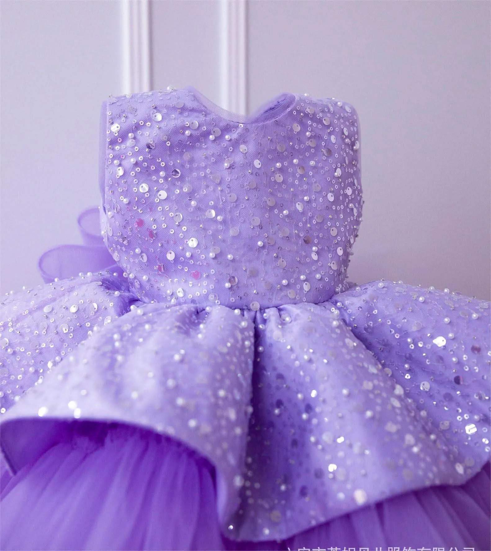 Elegant sequin baby dress, birthday party girl dress, wedding flower girl evening dress with tiara