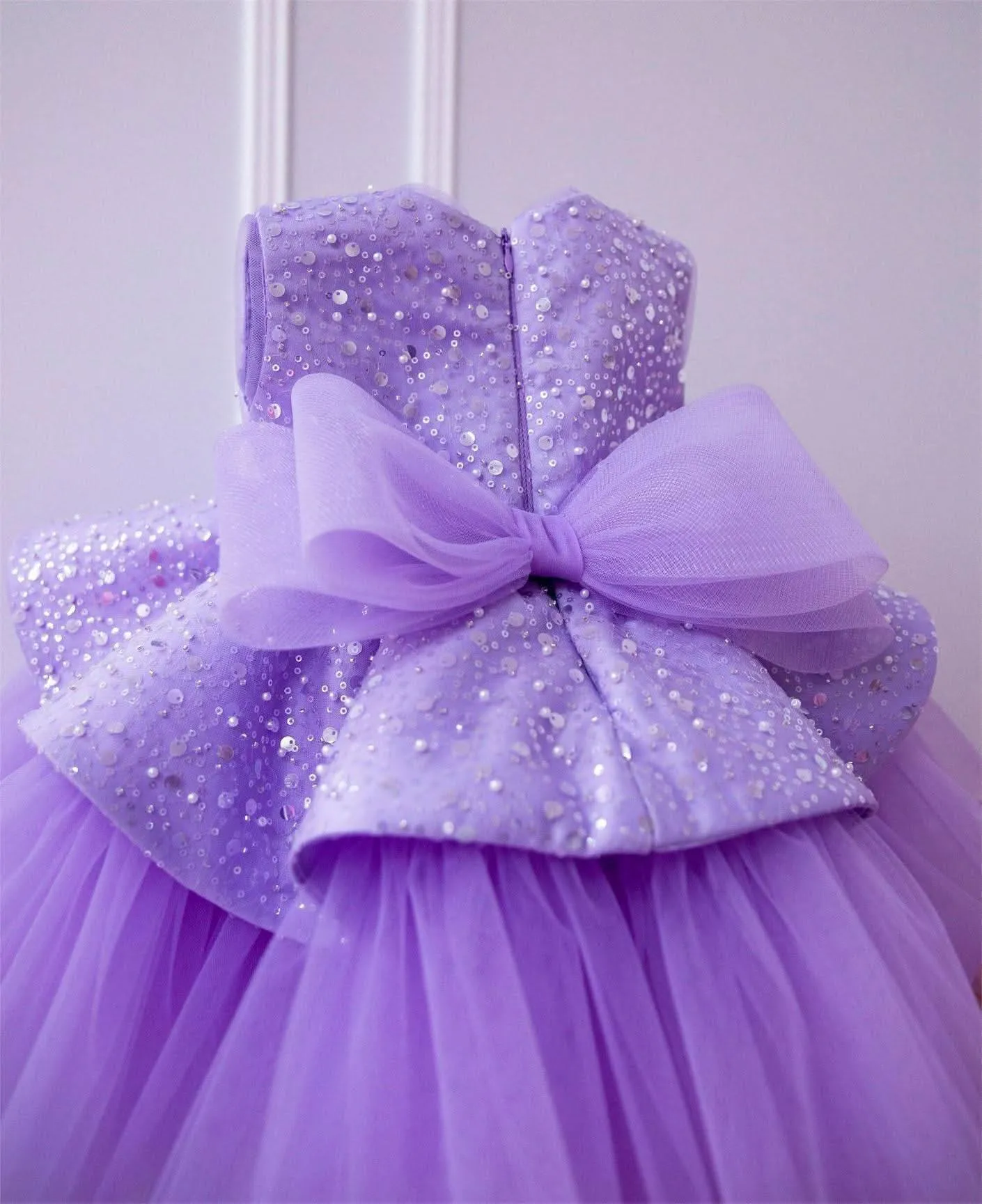 Elegant sequin baby dress, birthday party girl dress, wedding flower girl evening dress with tiara