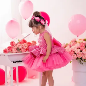 Elegant sequin baby dress, birthday party girl dress, wedding flower girl evening dress with tiara