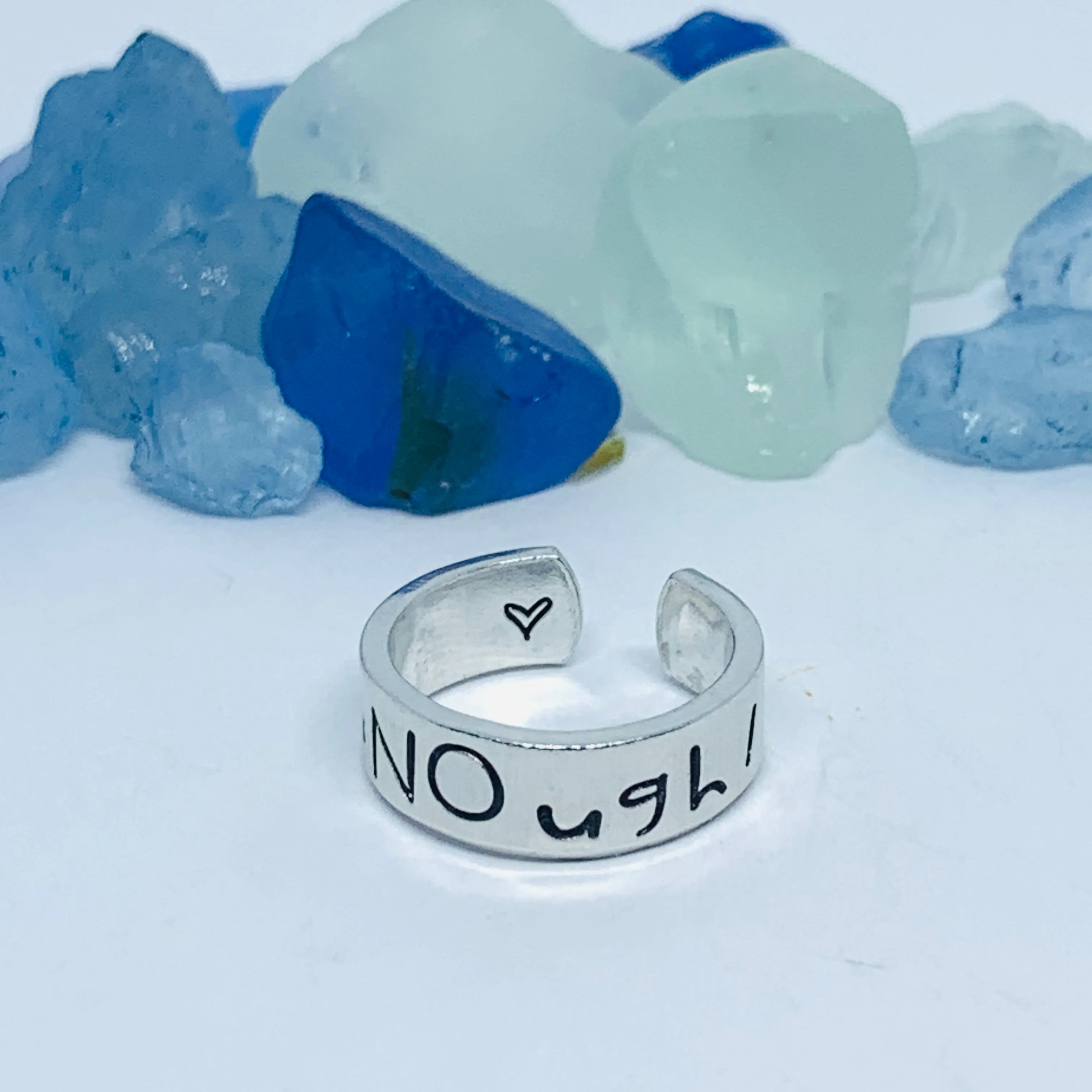 ENOUGH! Hand Stamped Ring | Pinky Promise | Self Worth Jewelry | Gun Safety | Stamped Metal Cuff Ring | No More | Fundraiser