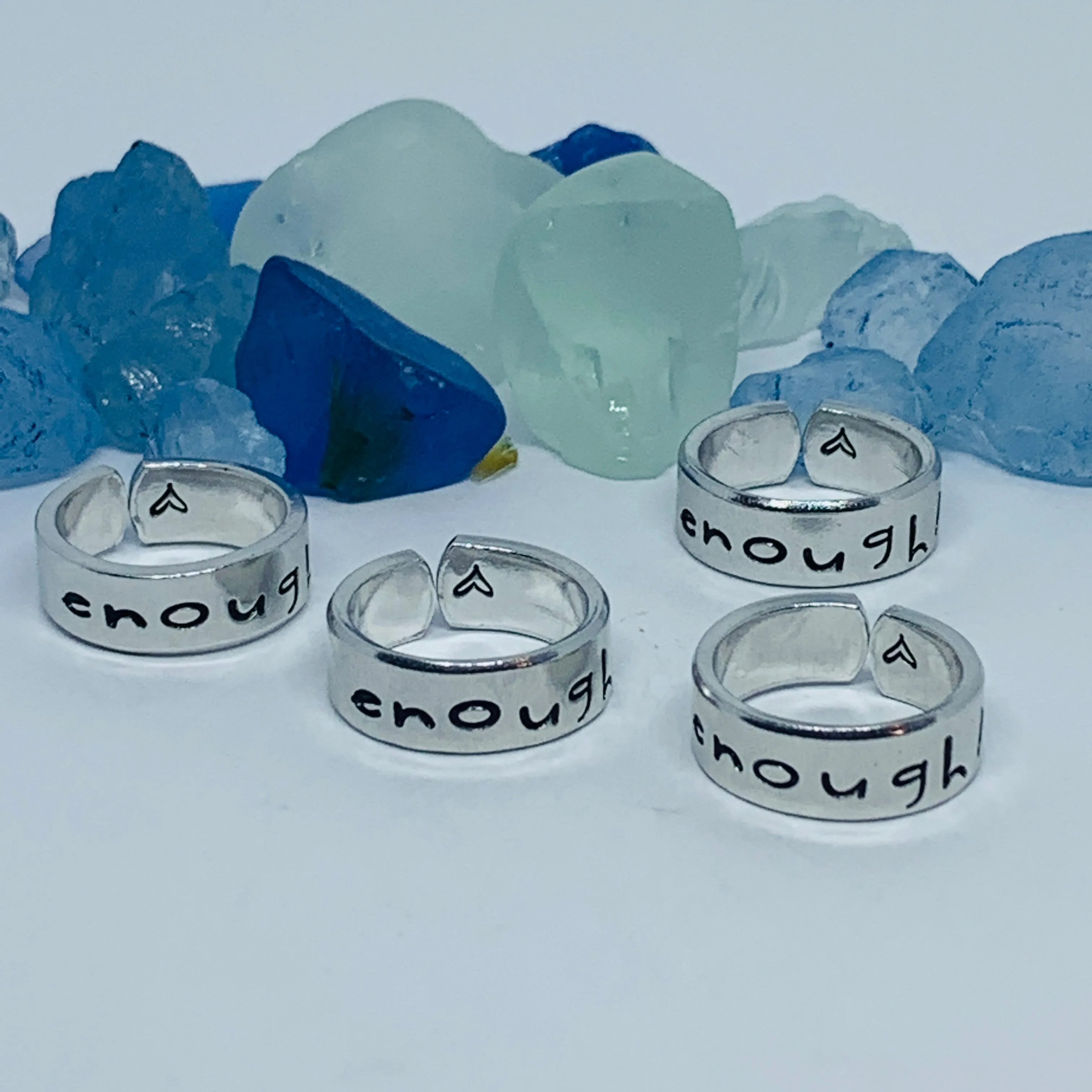 ENOUGH! Hand Stamped Ring | Pinky Promise | Self Worth Jewelry | Gun Safety | Stamped Metal Cuff Ring | No More | Fundraiser