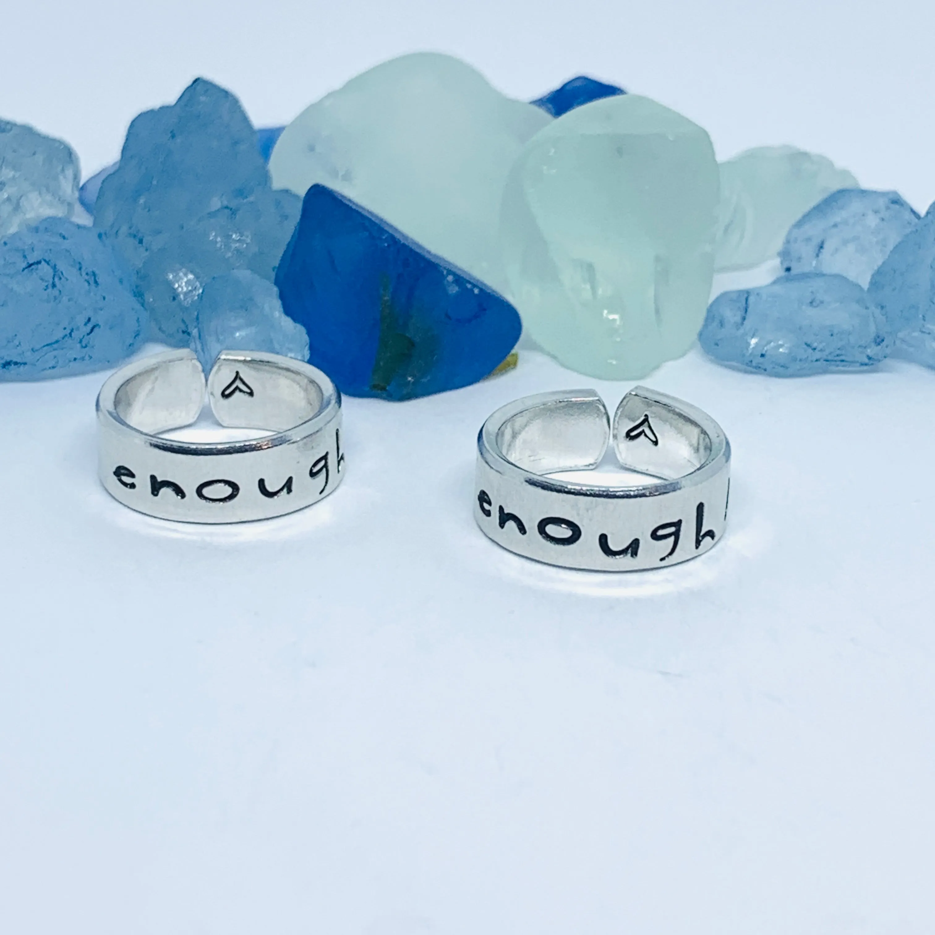 ENOUGH! Hand Stamped Ring | Pinky Promise | Self Worth Jewelry | Gun Safety | Stamped Metal Cuff Ring | No More | Fundraiser
