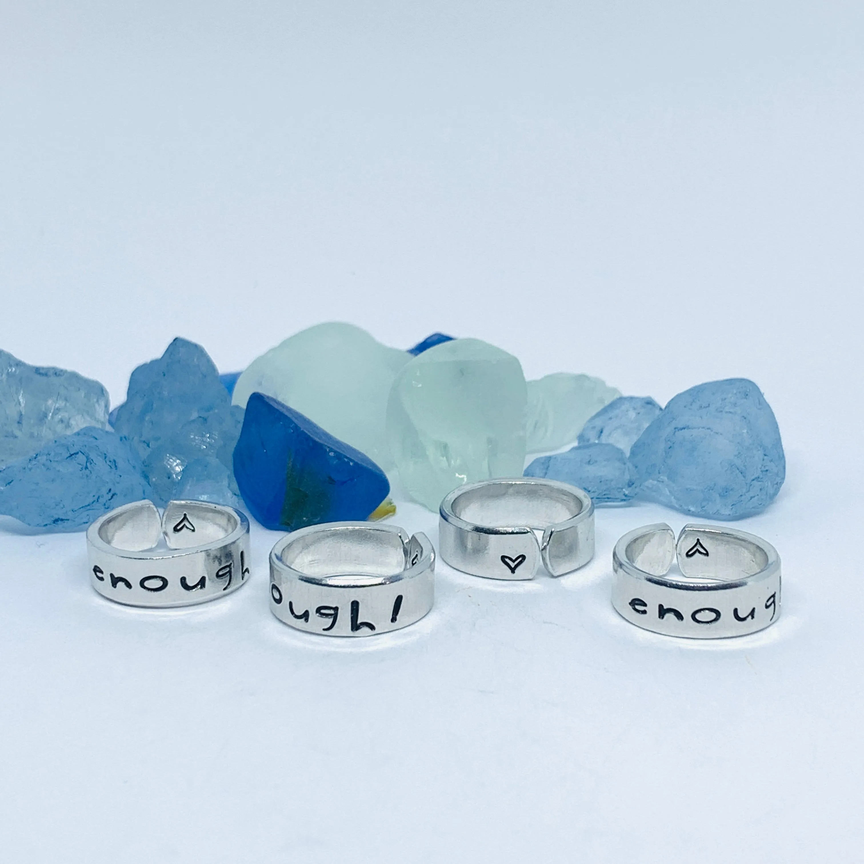 ENOUGH! Hand Stamped Ring | Pinky Promise | Self Worth Jewelry | Gun Safety | Stamped Metal Cuff Ring | No More | Fundraiser