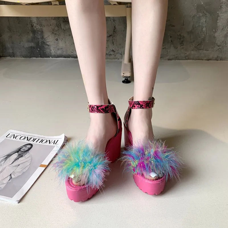 Fashion Plus Size Waterproof Platform High Heel Sandals Women