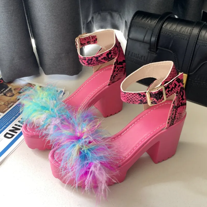 Fashion Plus Size Waterproof Platform High Heel Sandals Women