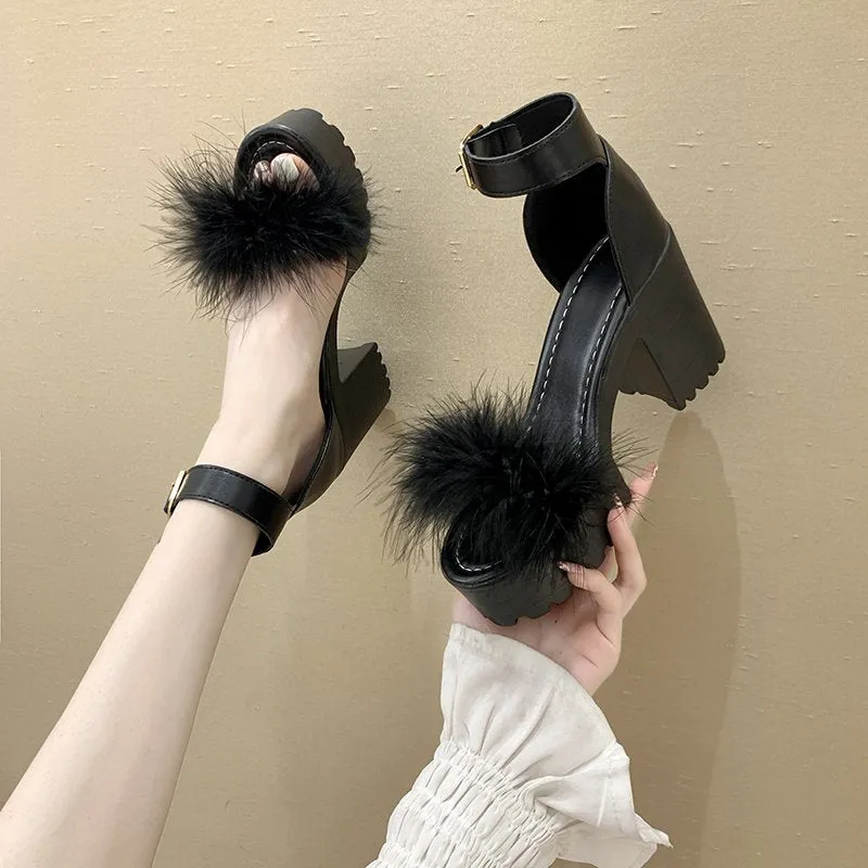 Fashion Plus Size Waterproof Platform High Heel Sandals Women