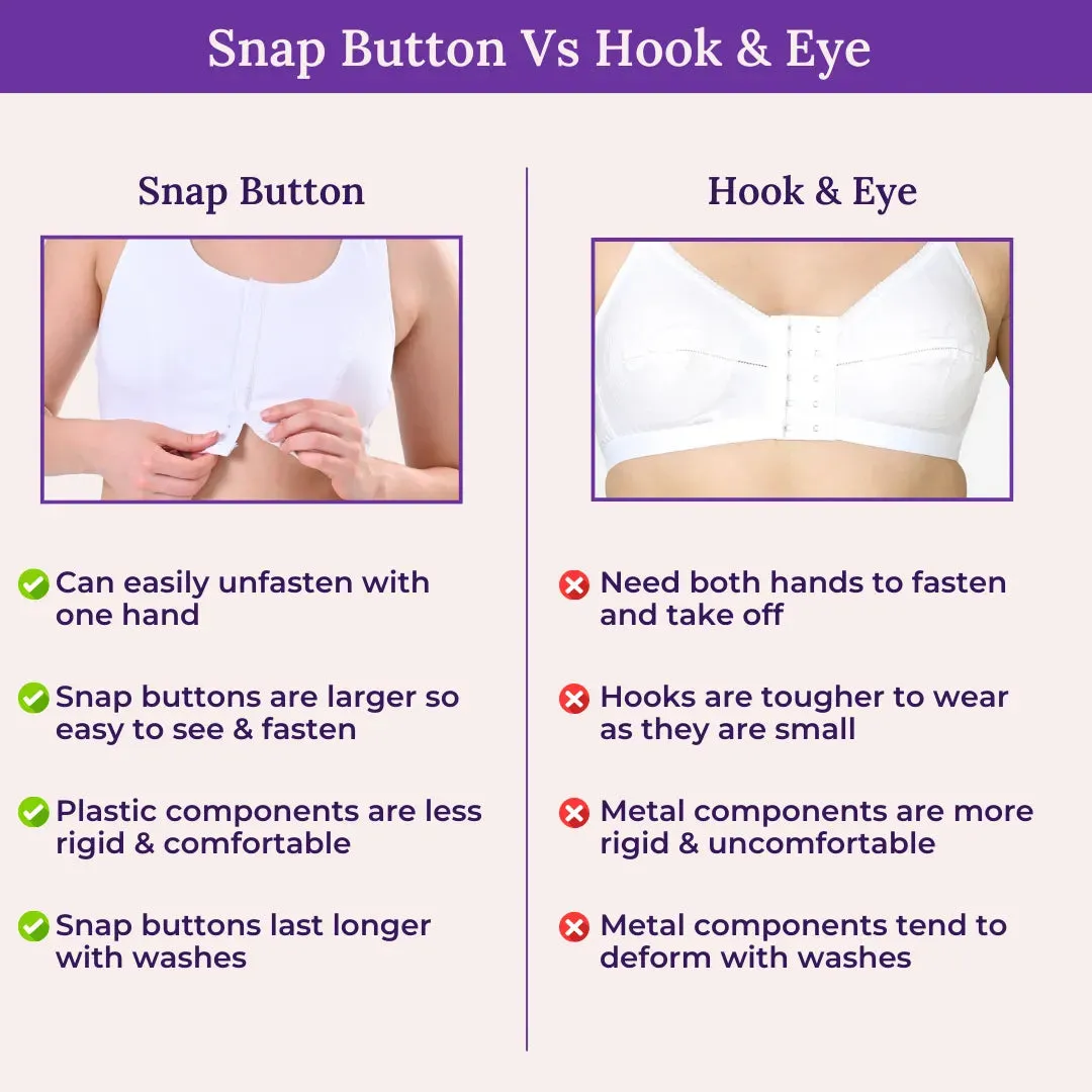 Front Open Bra For Elderly | Non Padded | Non Wired | Racerback | Full Coverage