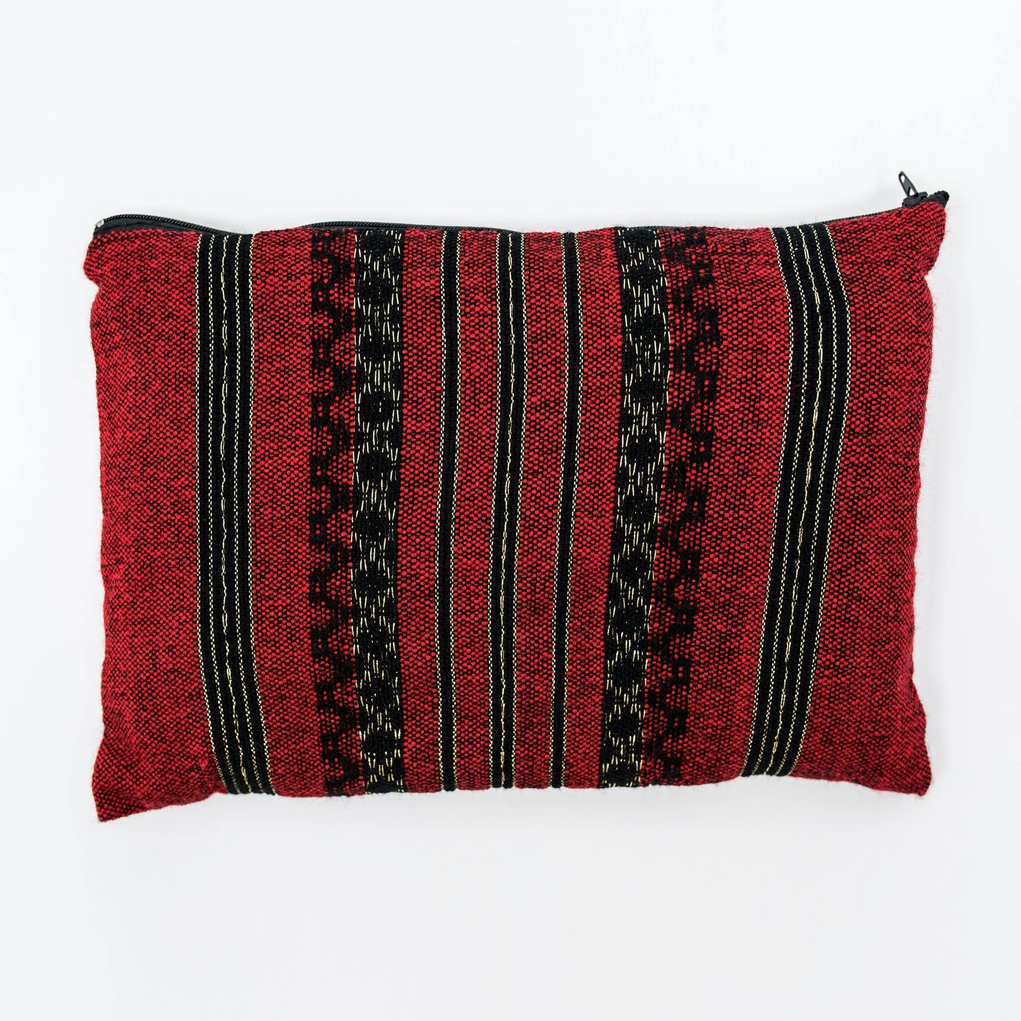 Hagar - Wool Tallit - Black and Gold Design on Red