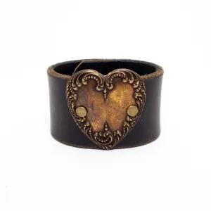 Handcrafted Leather & Metal Heart Cuff