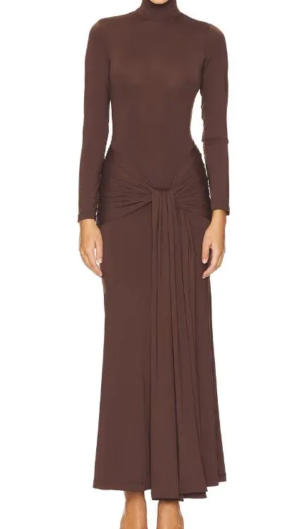 High neck draped strappy dress