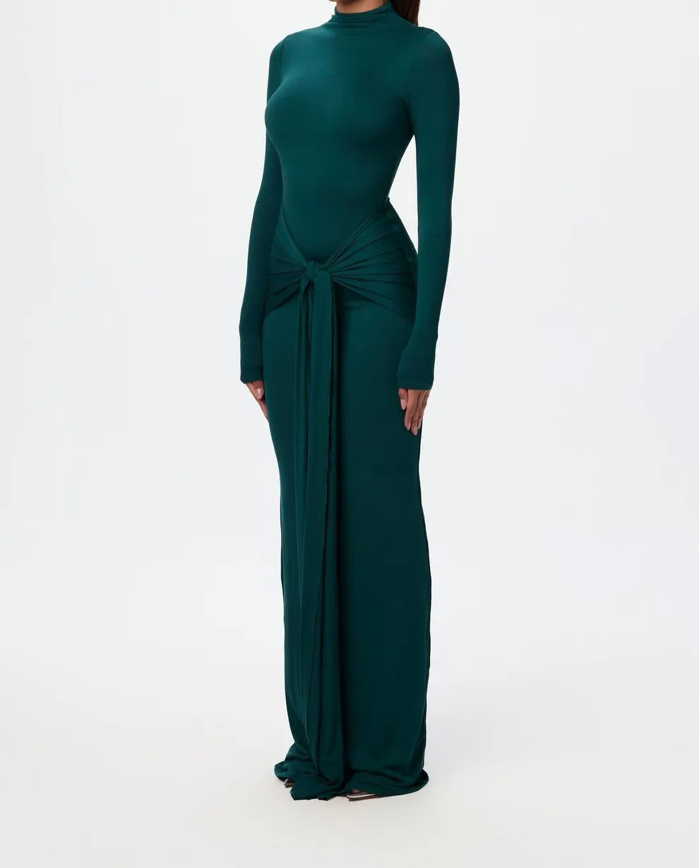 High neck draped strappy dress