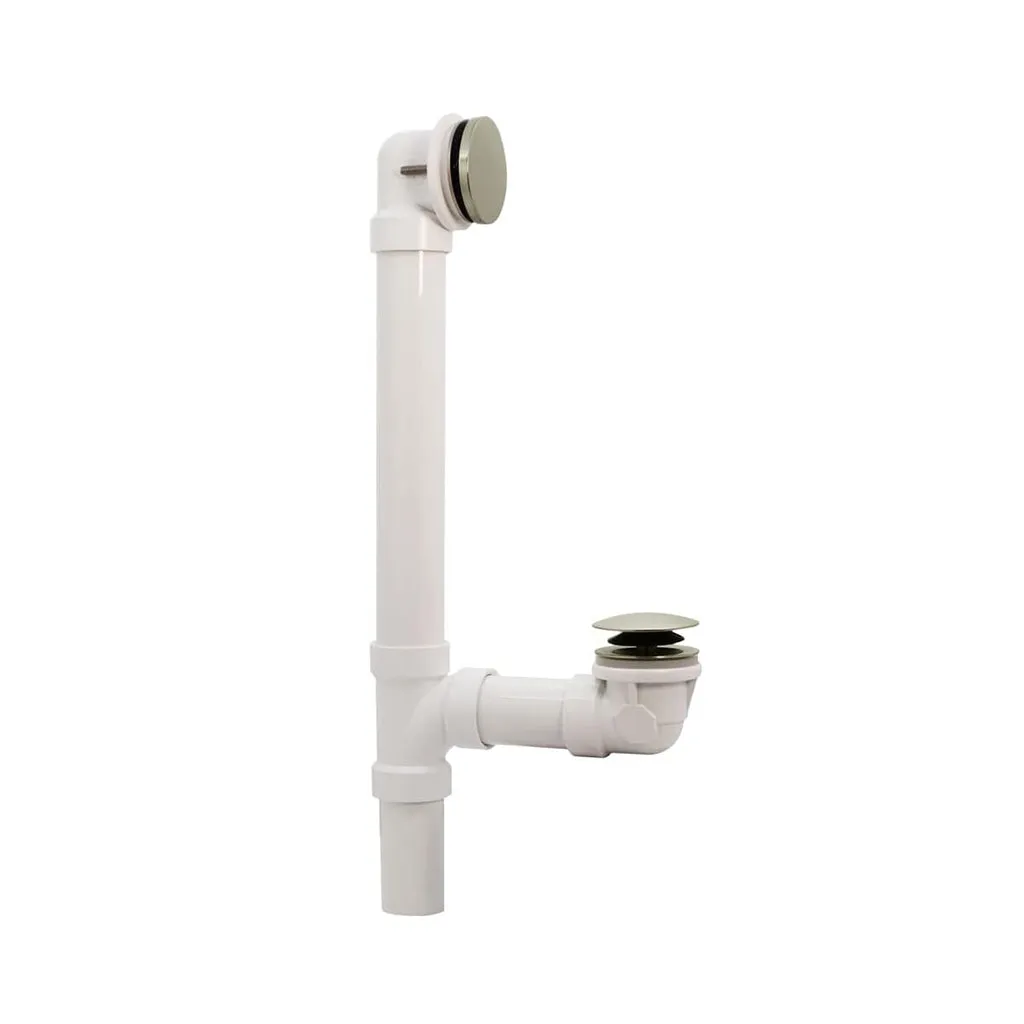 Illusionary Tip-Toe Overflow Tub Drain - Built-In - 11" Pvc/Satin Nickel