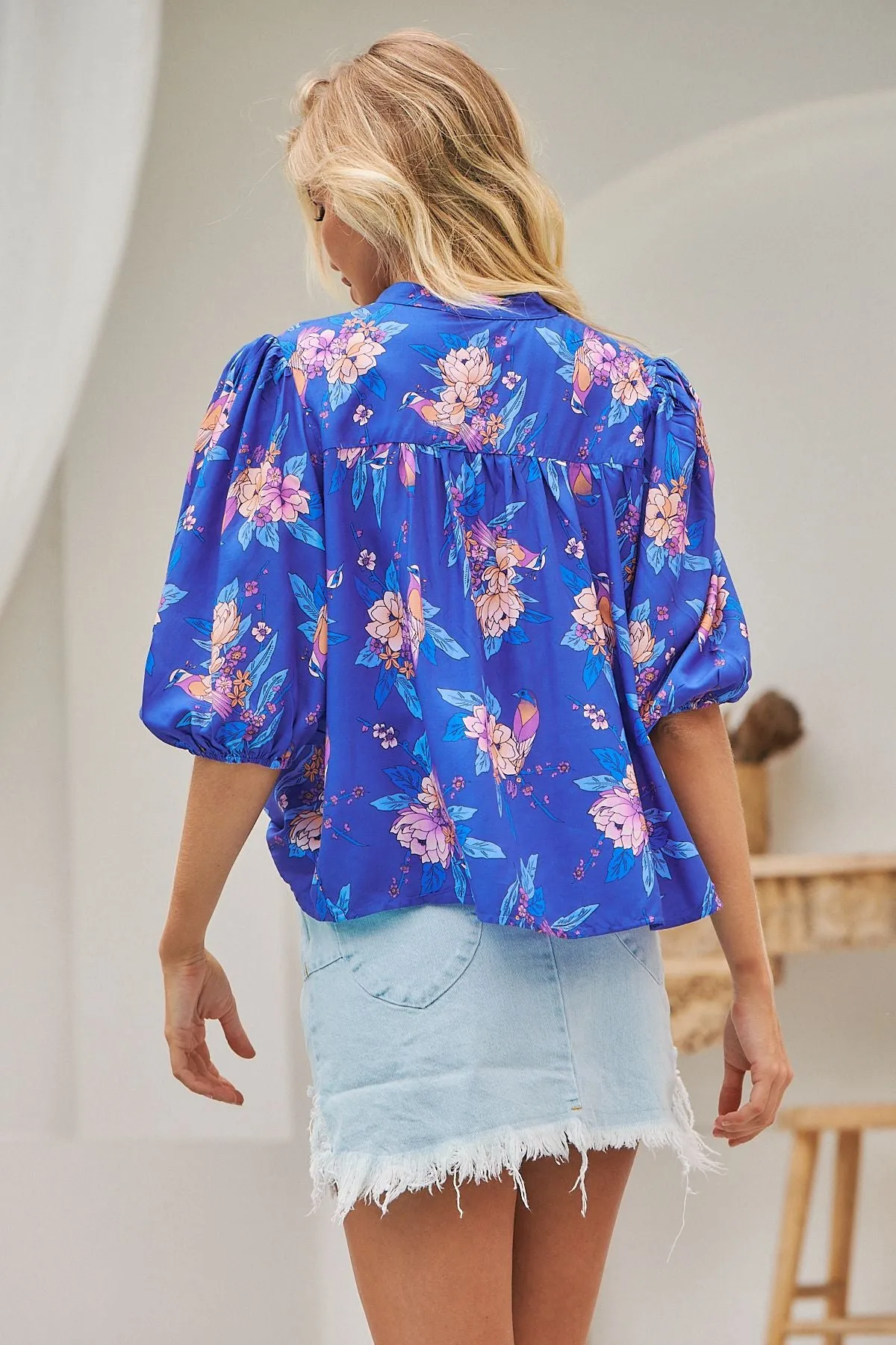 Indigo Dreams print Allyra Blouse