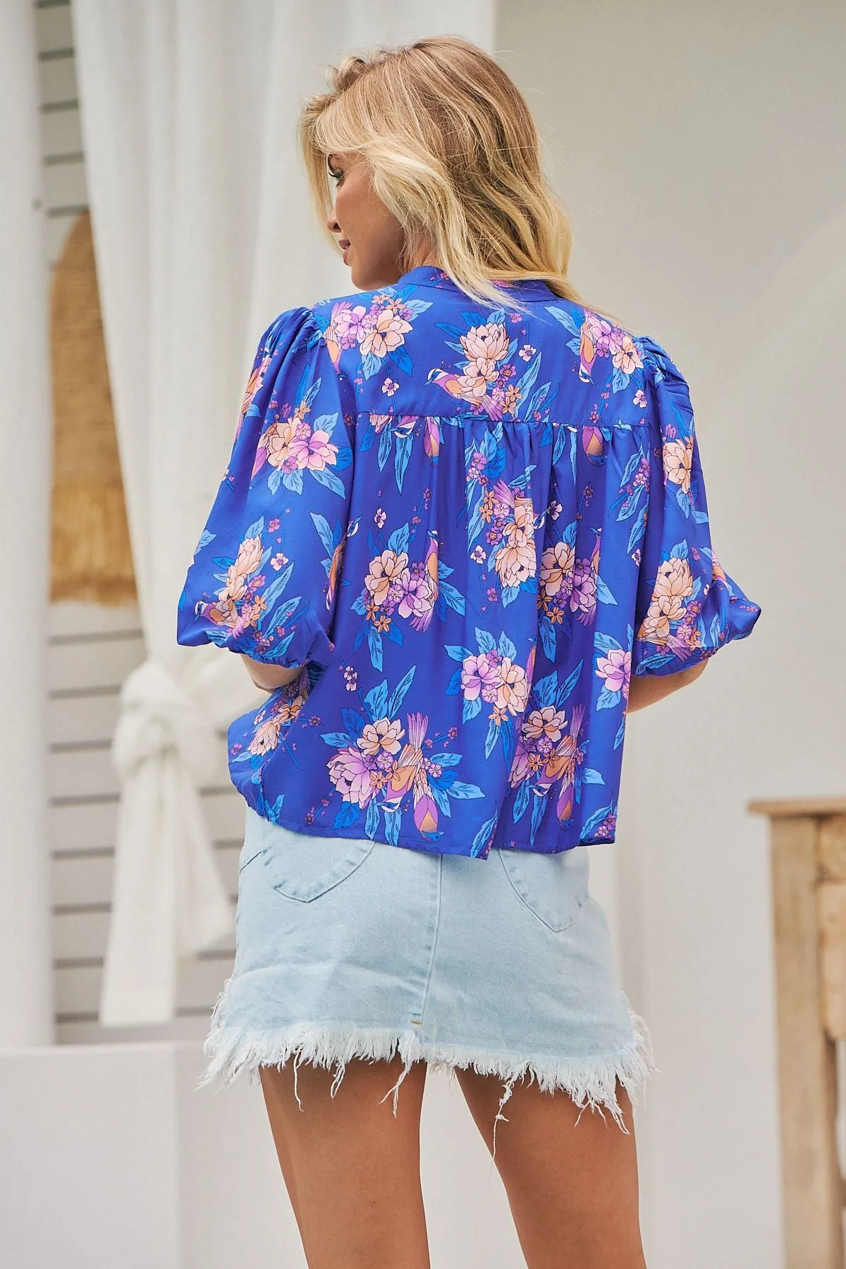 Indigo Dreams print Allyra Blouse