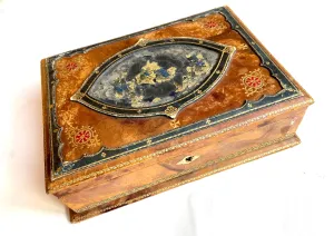 Italian Leather Box w/Lapis Inlay