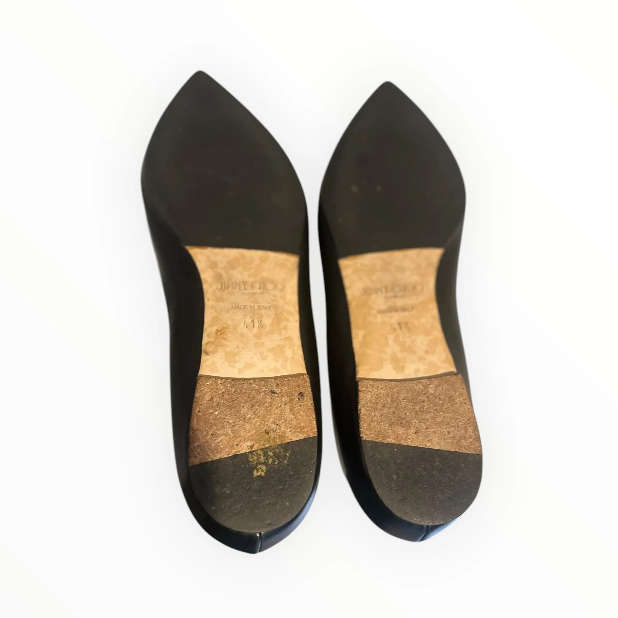 Jimmy Choo Attila Pointed Toe Flats- Black - Size 41.5