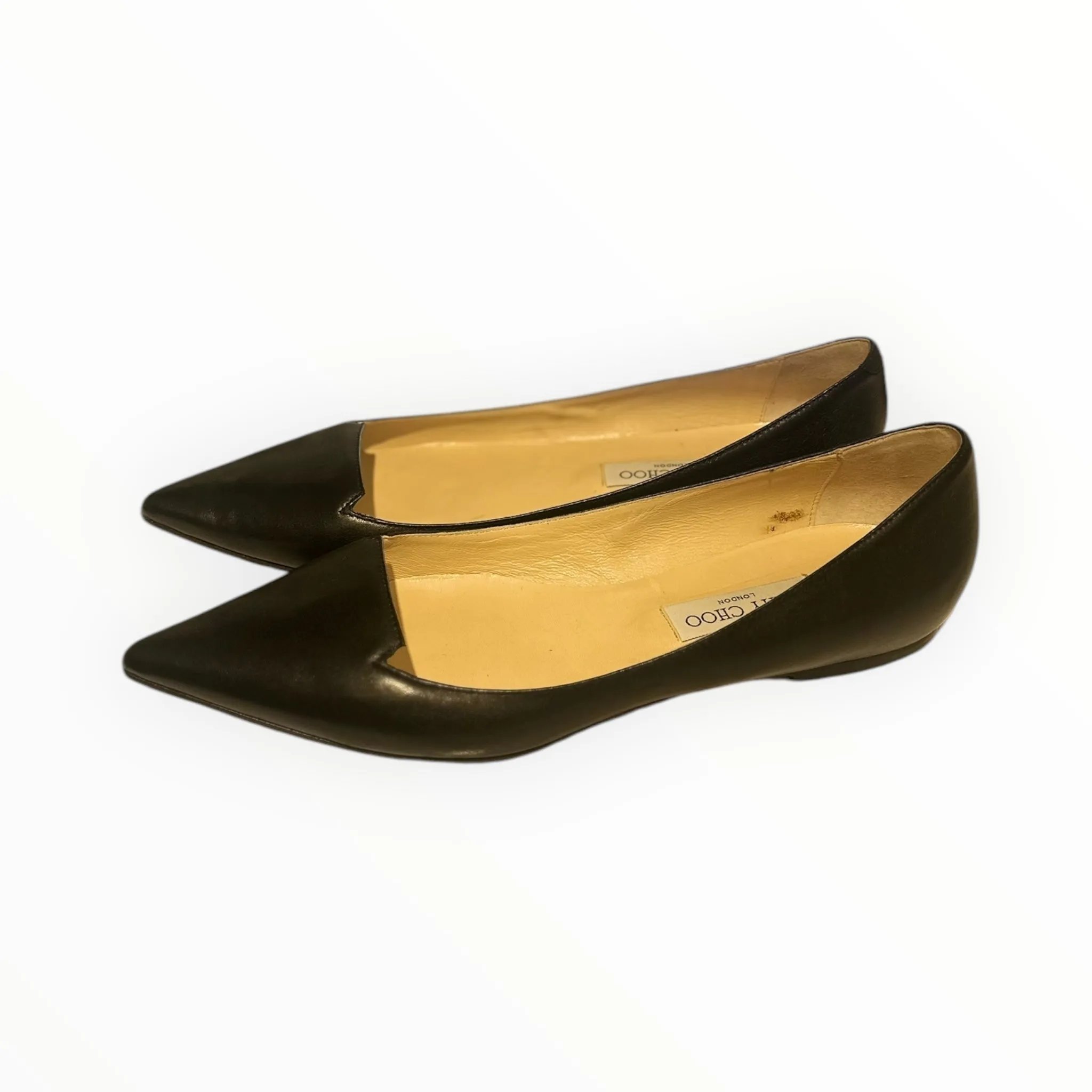 Jimmy Choo Attila Pointed Toe Flats- Black - Size 41.5
