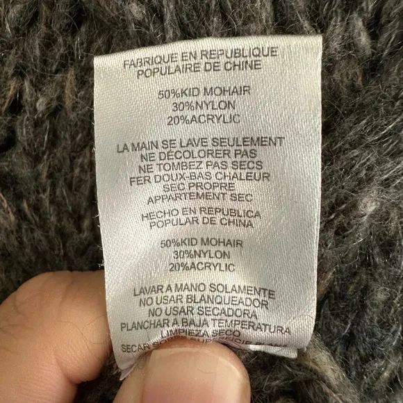 Joe's Mohair Blend Grey Cable Knit Boat Neck Sweater