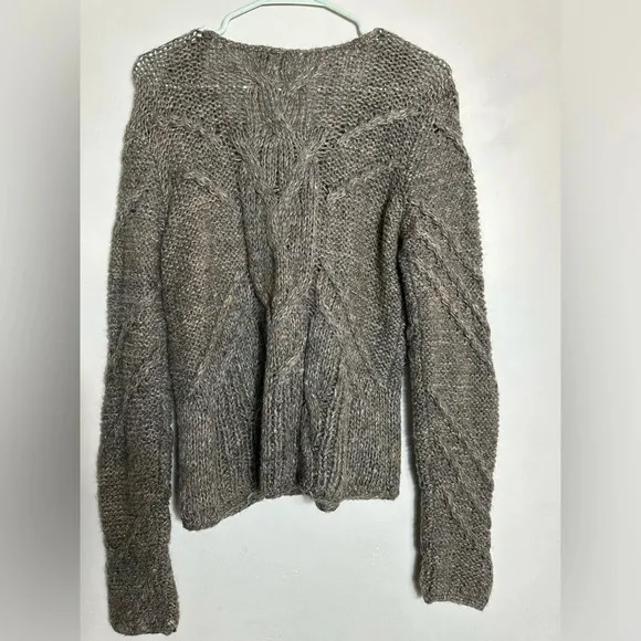Joe's Mohair Blend Grey Cable Knit Boat Neck Sweater