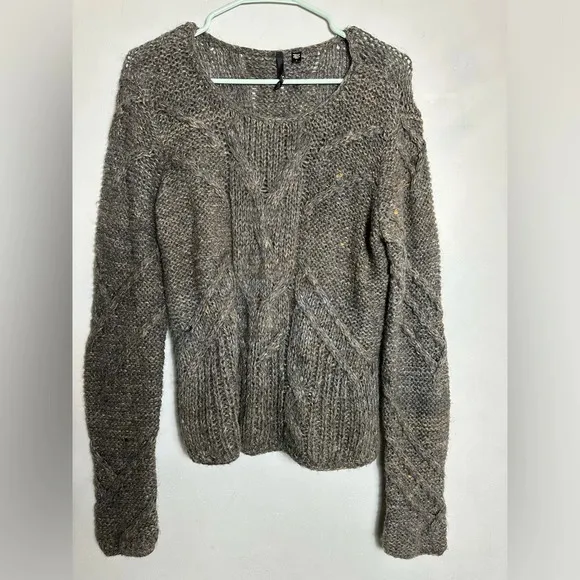 Joe's Mohair Blend Grey Cable Knit Boat Neck Sweater