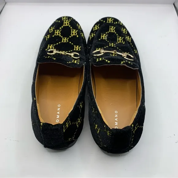 Kids Romano Next Generation Black Velvet Gold Crest Pull On Shoes - Size 35/2.5