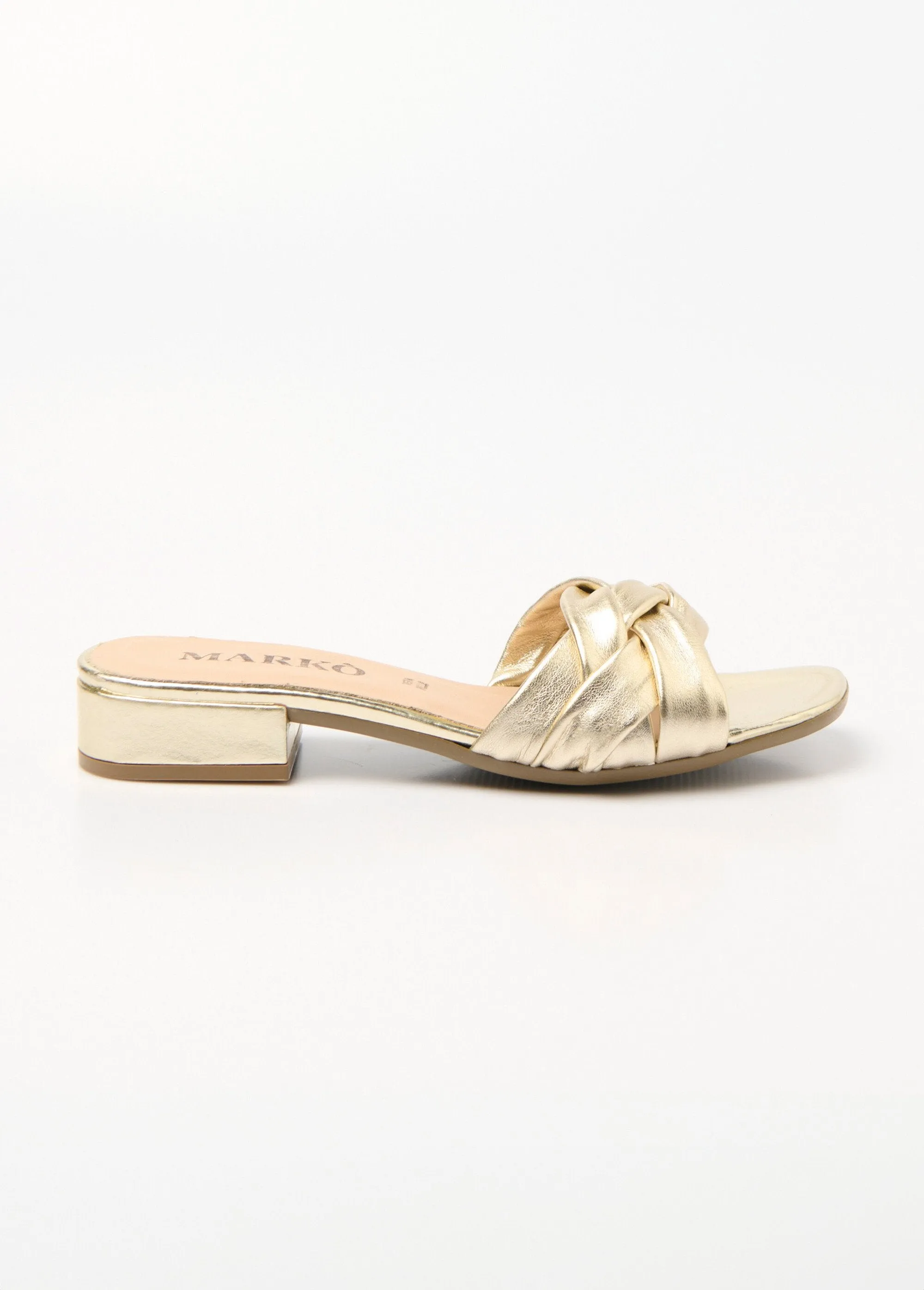 Leather mules with fancy interlaced straps