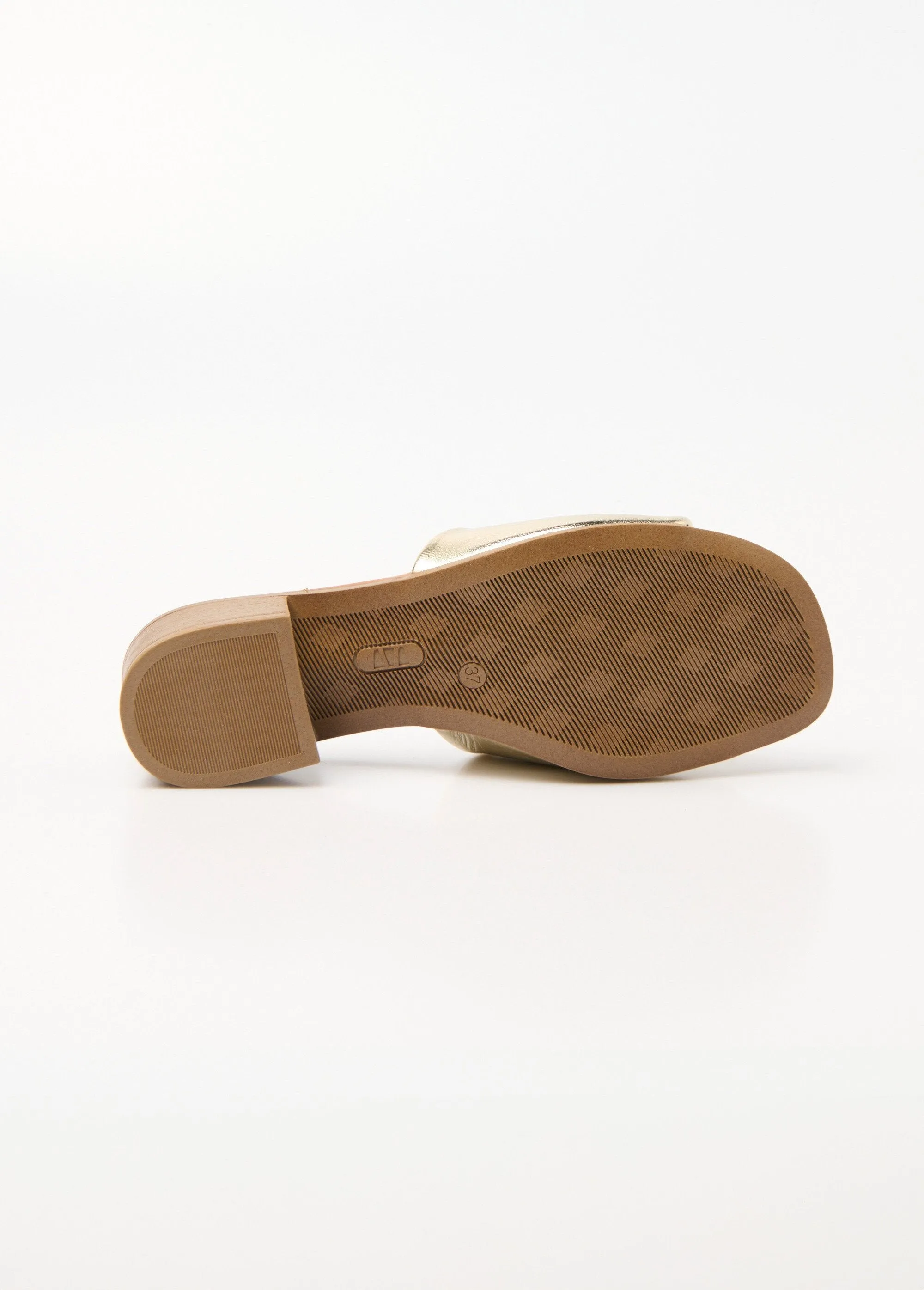 Leather mules with heels and metal detail