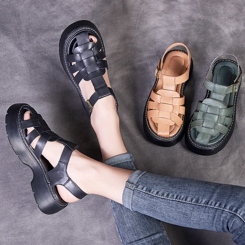 Leather Sandals Women's Summer New Retro Hollow