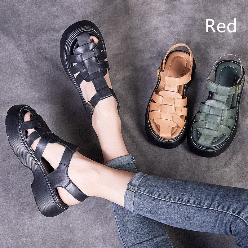 Leather Sandals Women's Summer New Retro Hollow