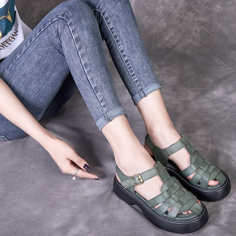 Leather Sandals Women's Summer New Retro Hollow