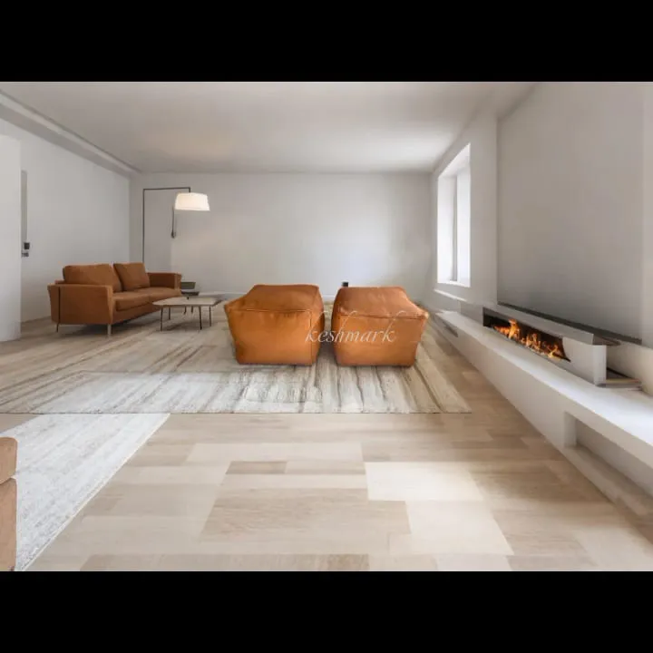 Leather Square Ottoman Poufs | Tan & Black Footstool | Unique Square Pouf