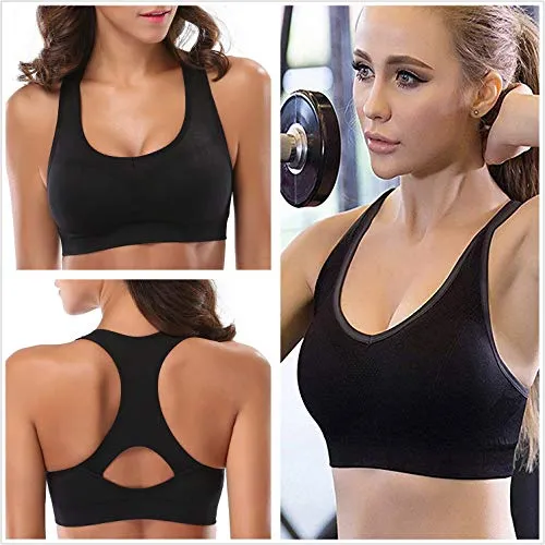 LUCKY CUP Padded Strappy Sports Bras for Women Girl Sexy Thin Underwear Crisscross Back - Activewear Tops for Yoga Running Fitness (2 Pack, S)