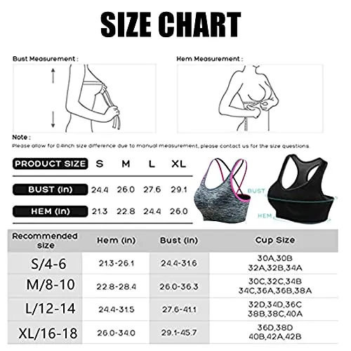 LUCKY CUP Padded Strappy Sports Bras for Women Girl Sexy Thin Underwear Crisscross Back - Activewear Tops for Yoga Running Fitness (2 Pack, S)
