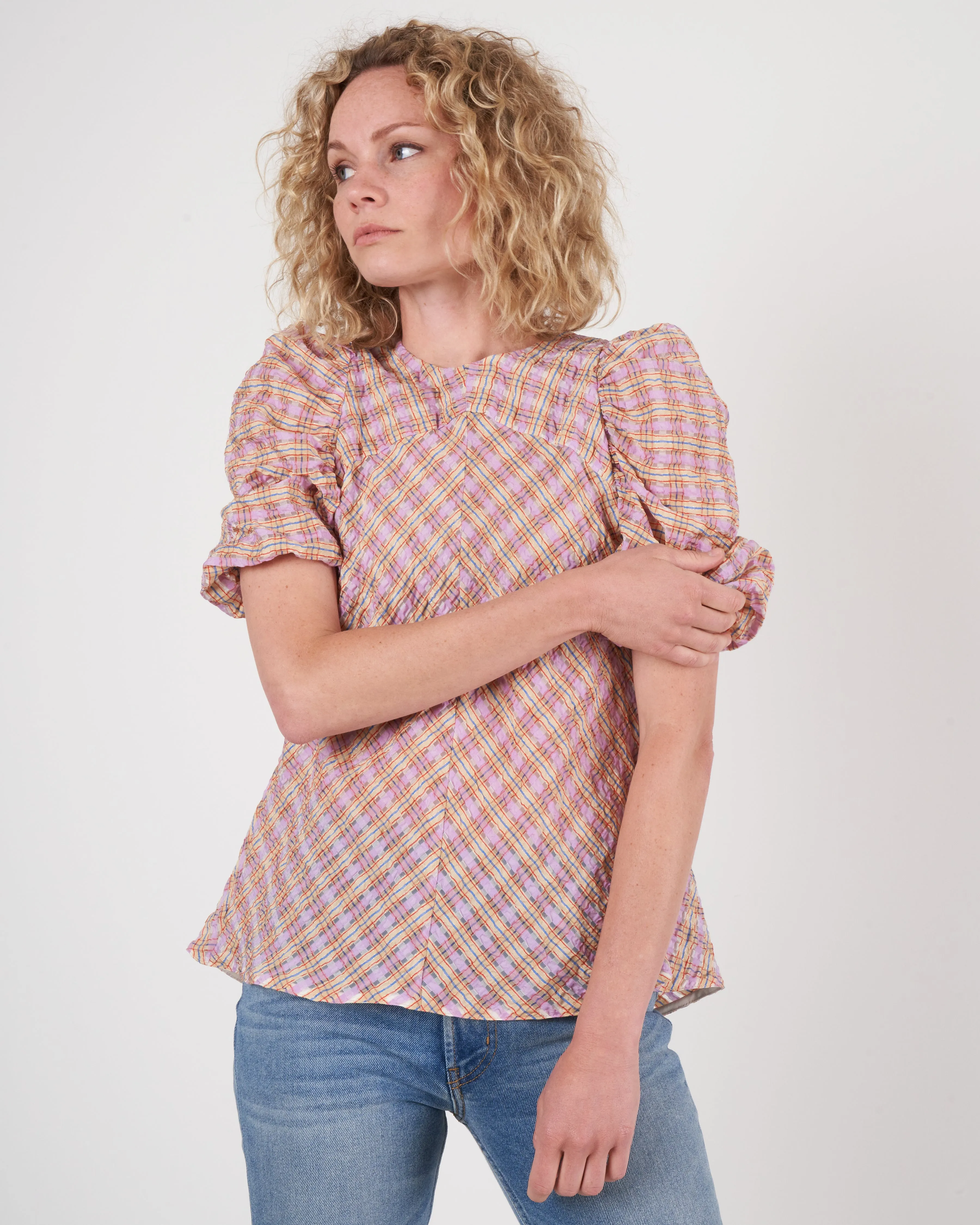 mia top - jacquard organza lavender