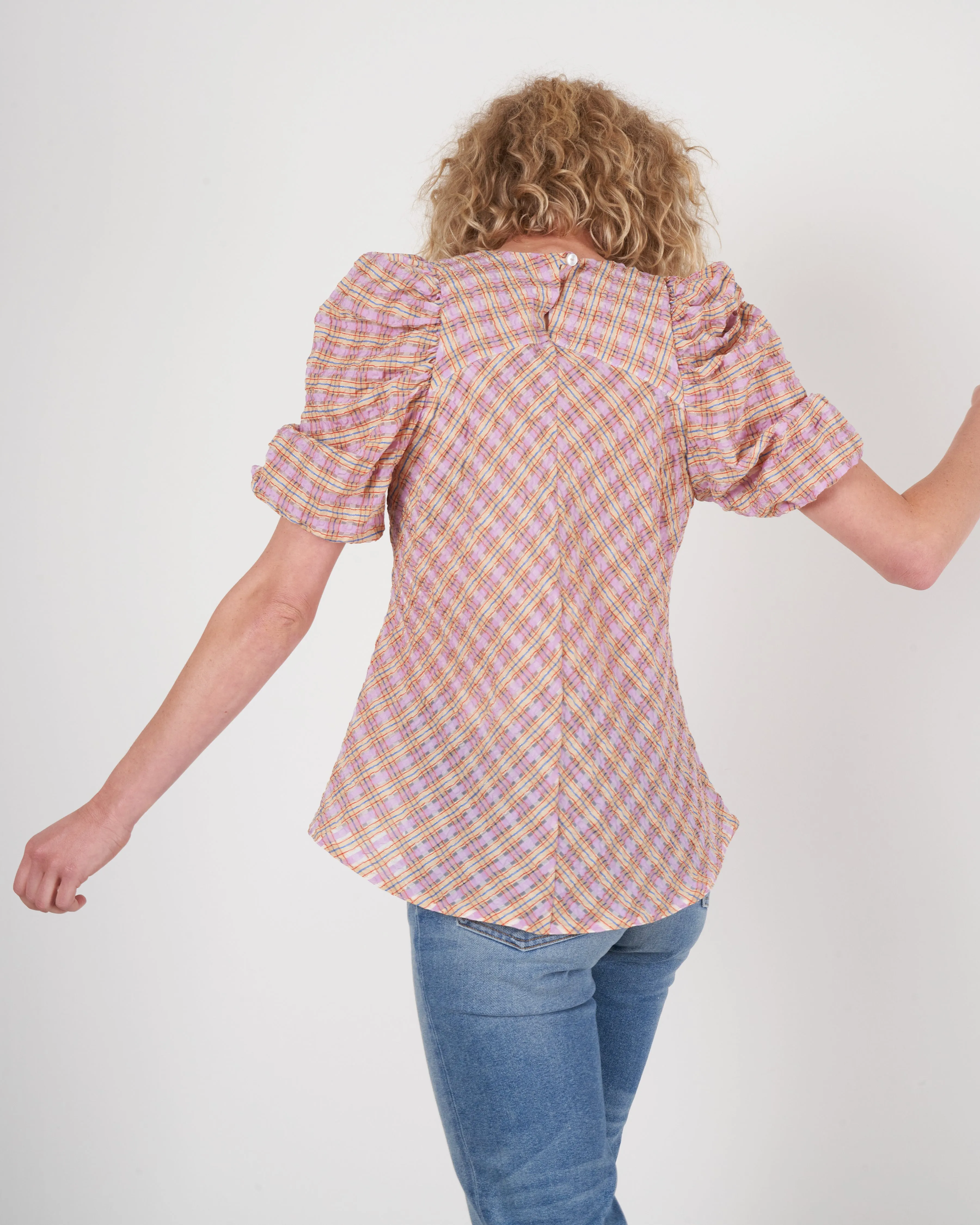 mia top - jacquard organza lavender