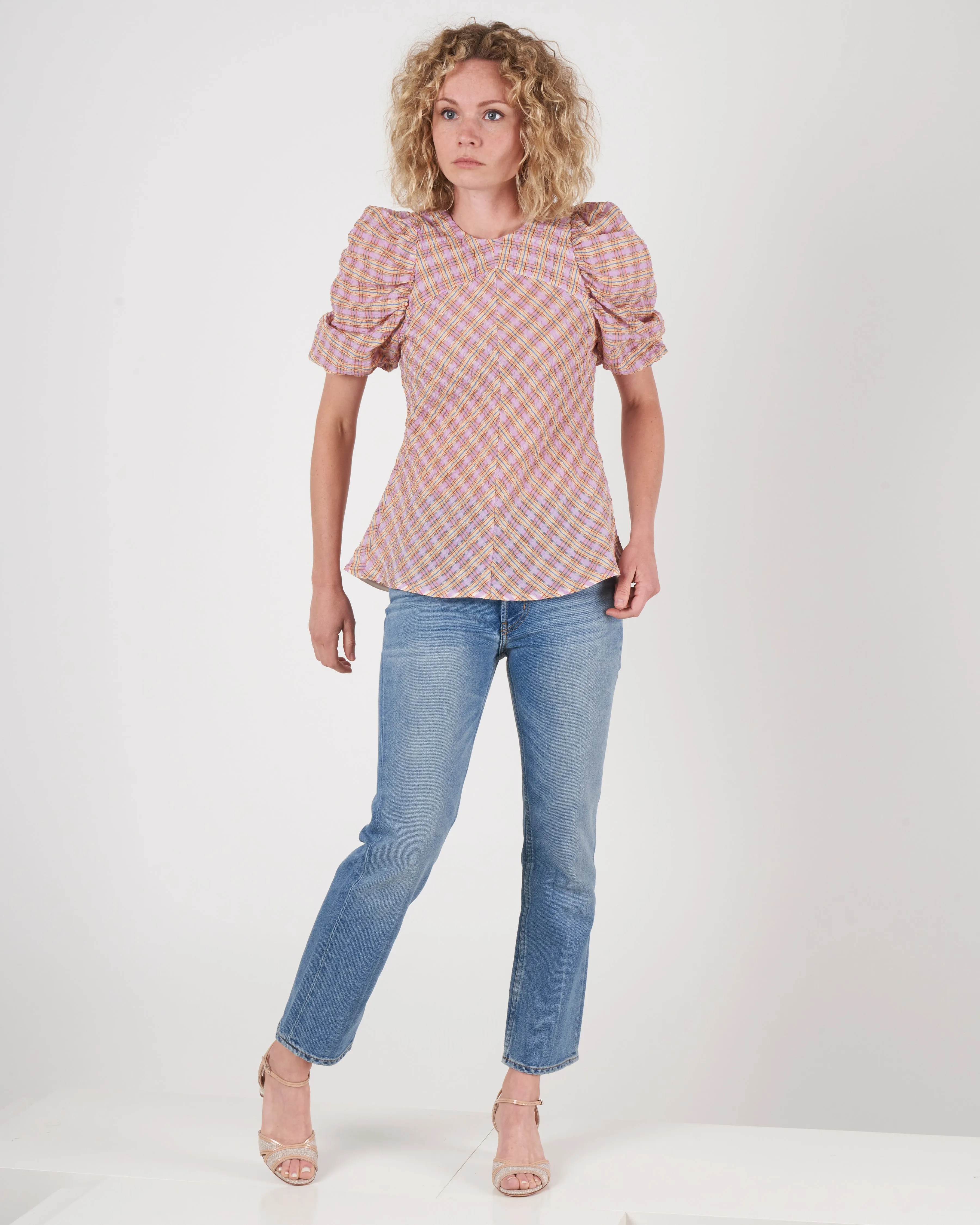 mia top - jacquard organza lavender