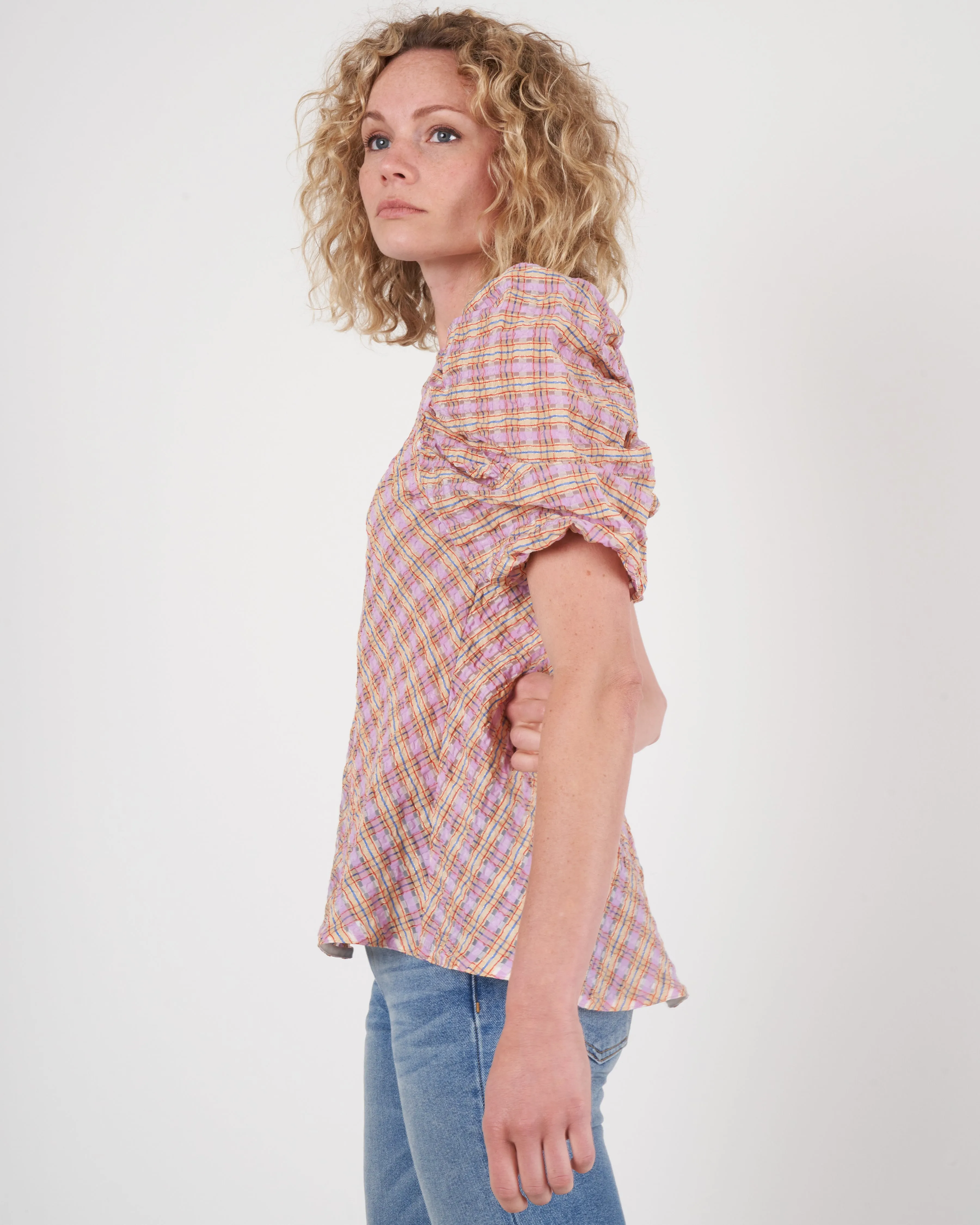 mia top - jacquard organza lavender