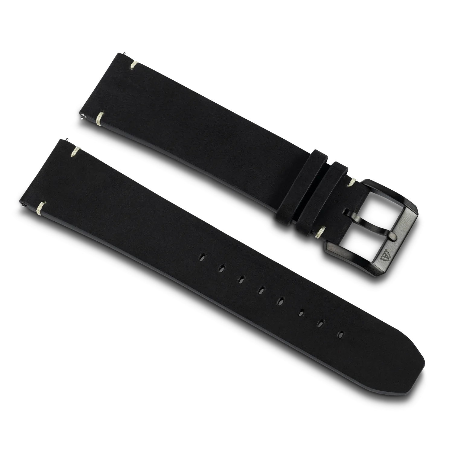 Midnight Black Raw Edge 23mm Leather Band