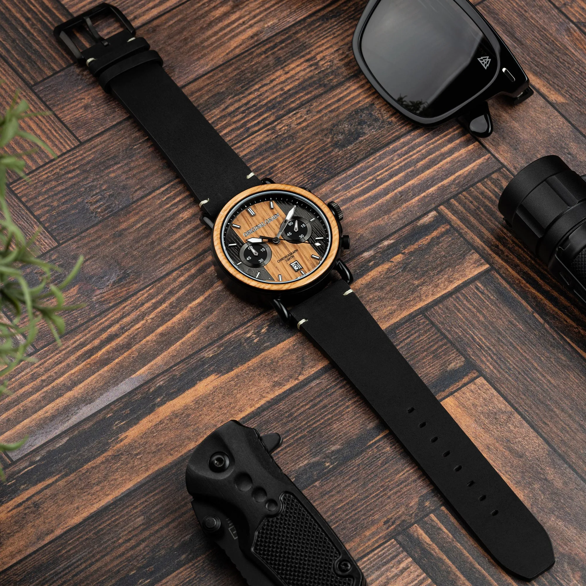Midnight Black Raw Edge 23mm Leather Band