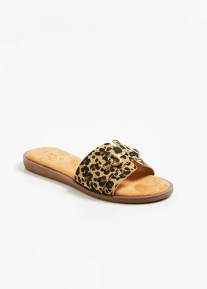Mule-style sandals with metal detail
