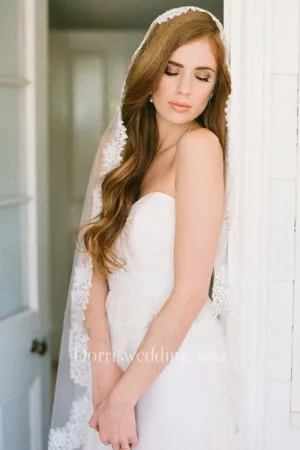New Wedding Veil Soft Lashes Schiffli Lace Applique Soft Tulle Lace Applique Veil