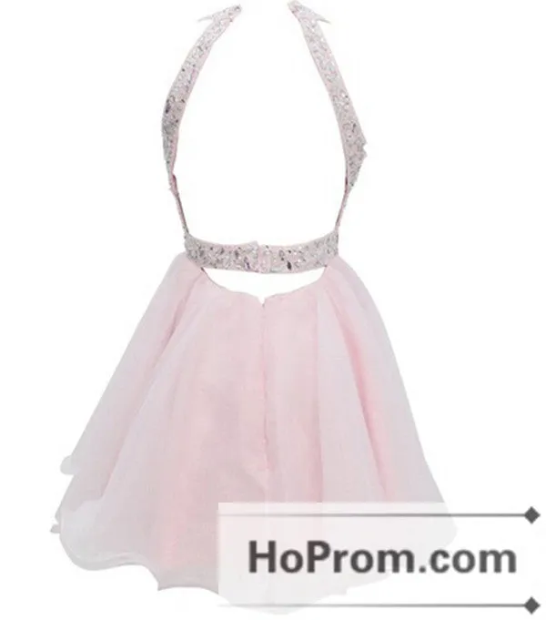 Open Back Halter A-Line Prom Dresses Homecoming Dresses