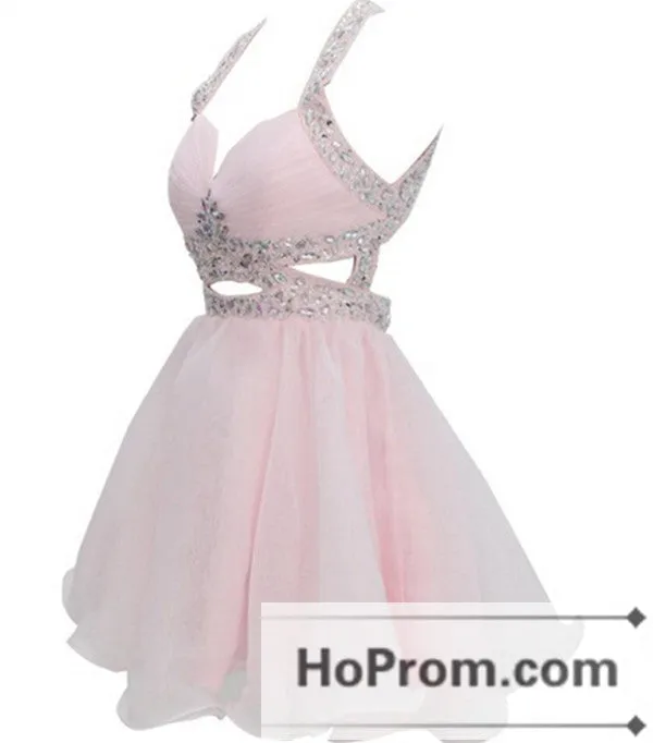 Open Back Halter A-Line Prom Dresses Homecoming Dresses