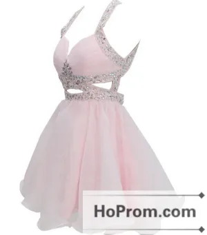 Open Back Halter A-Line Prom Dresses Homecoming Dresses