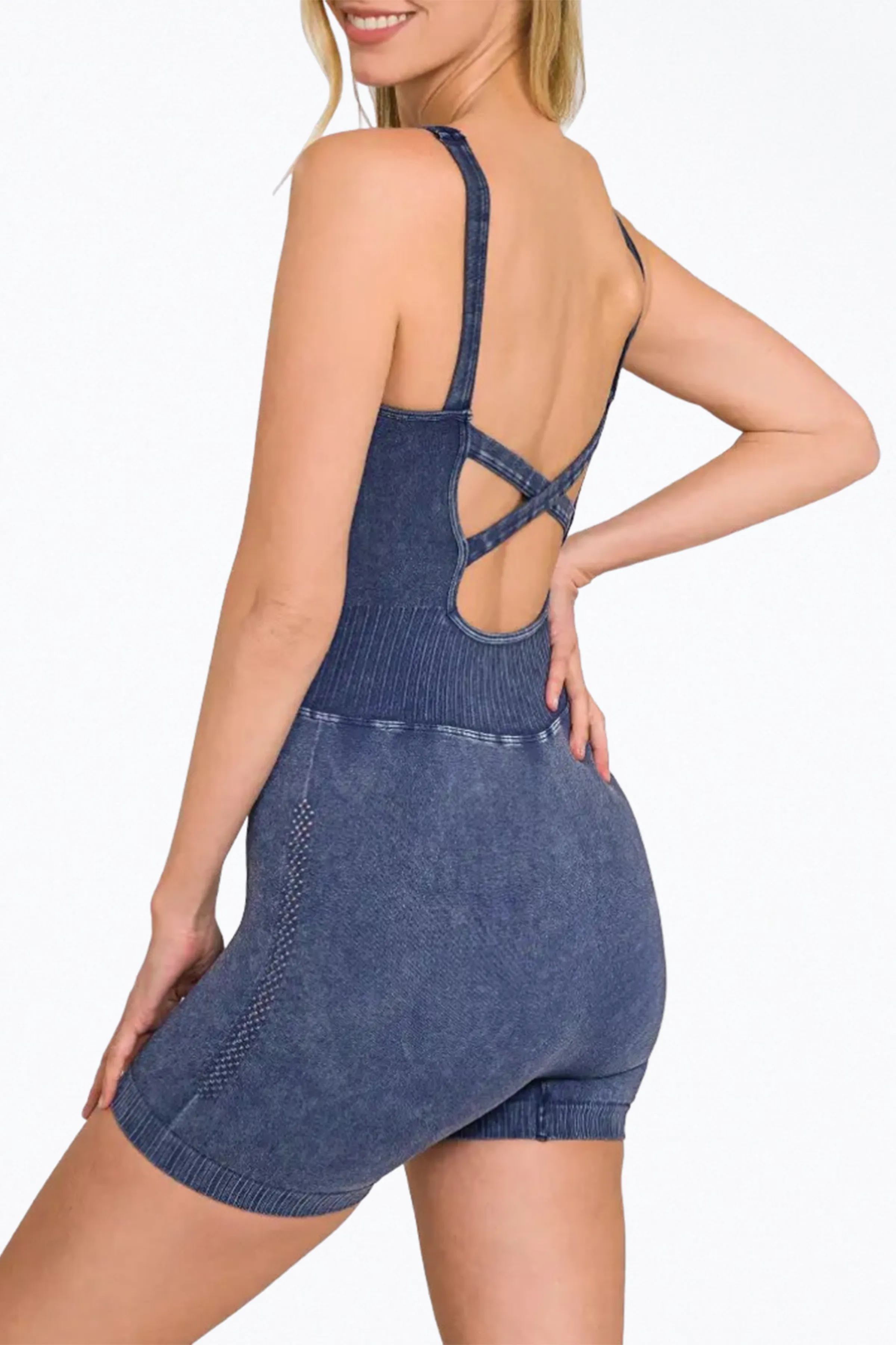 OPEN-BACK STRETCH-JERSEY ROMPER