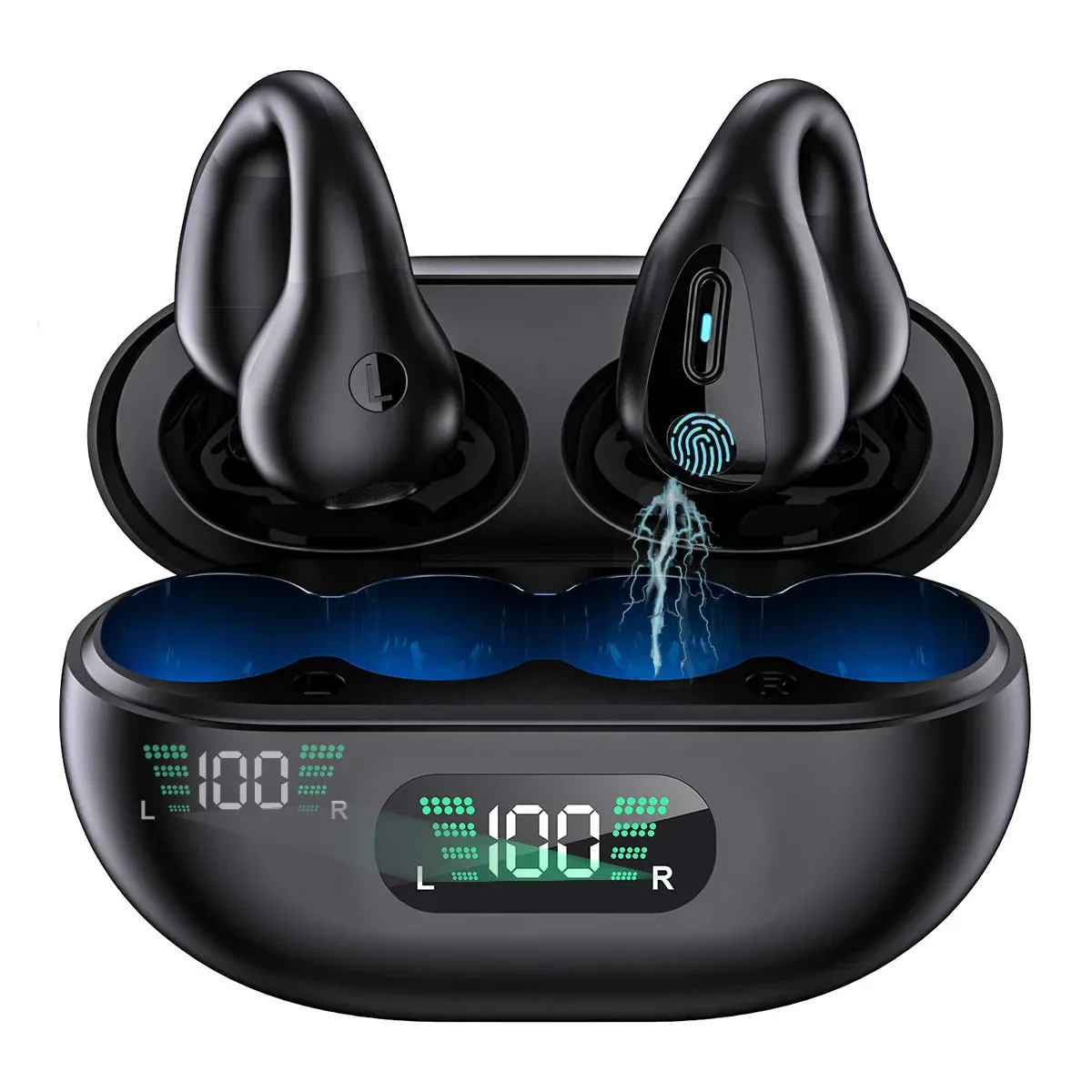Open Ear Bluetooth Headphones Wireless Clip-On Earbuds for Iphone Android,Bluetooth 5.3 Sport Earbud for Running,Sports,Workouts,Business