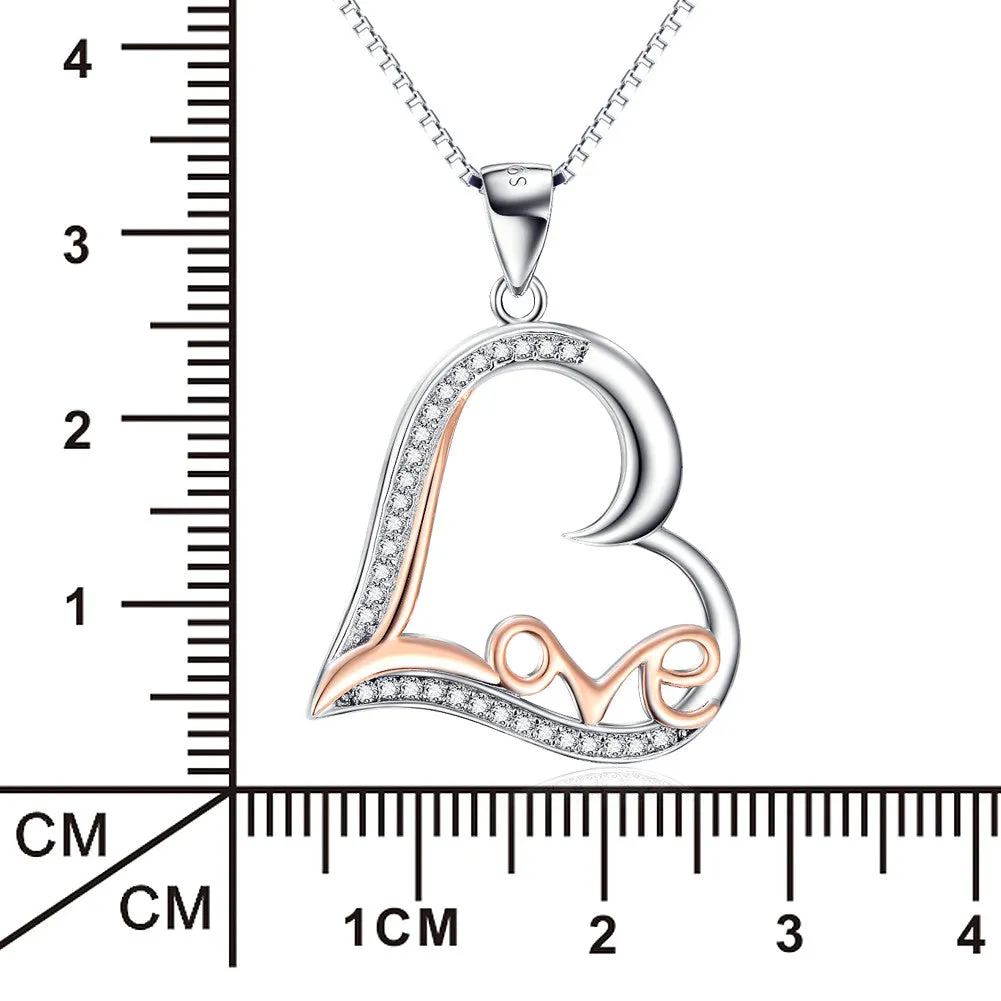 Open Heart and Graffiti Love Pendant Necklace